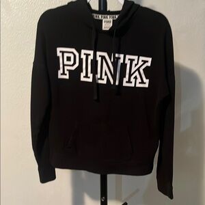 PINK Victoria's Secret Black Lightweight Hoodie with Bold Lettering